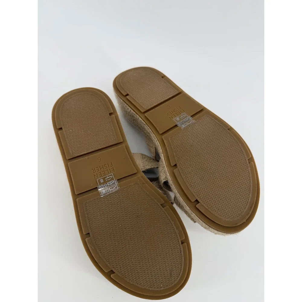 Eileen Fisher Womens Jute Triple Strap Platform Espadrille Slide Sandals Size 6